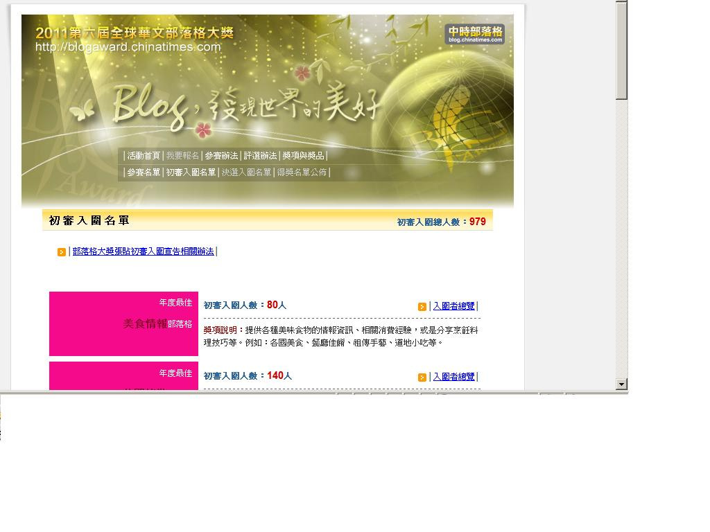 【賀】美食魚樂誌入圍2011全球華文部落格大獎 @魚樂分享誌